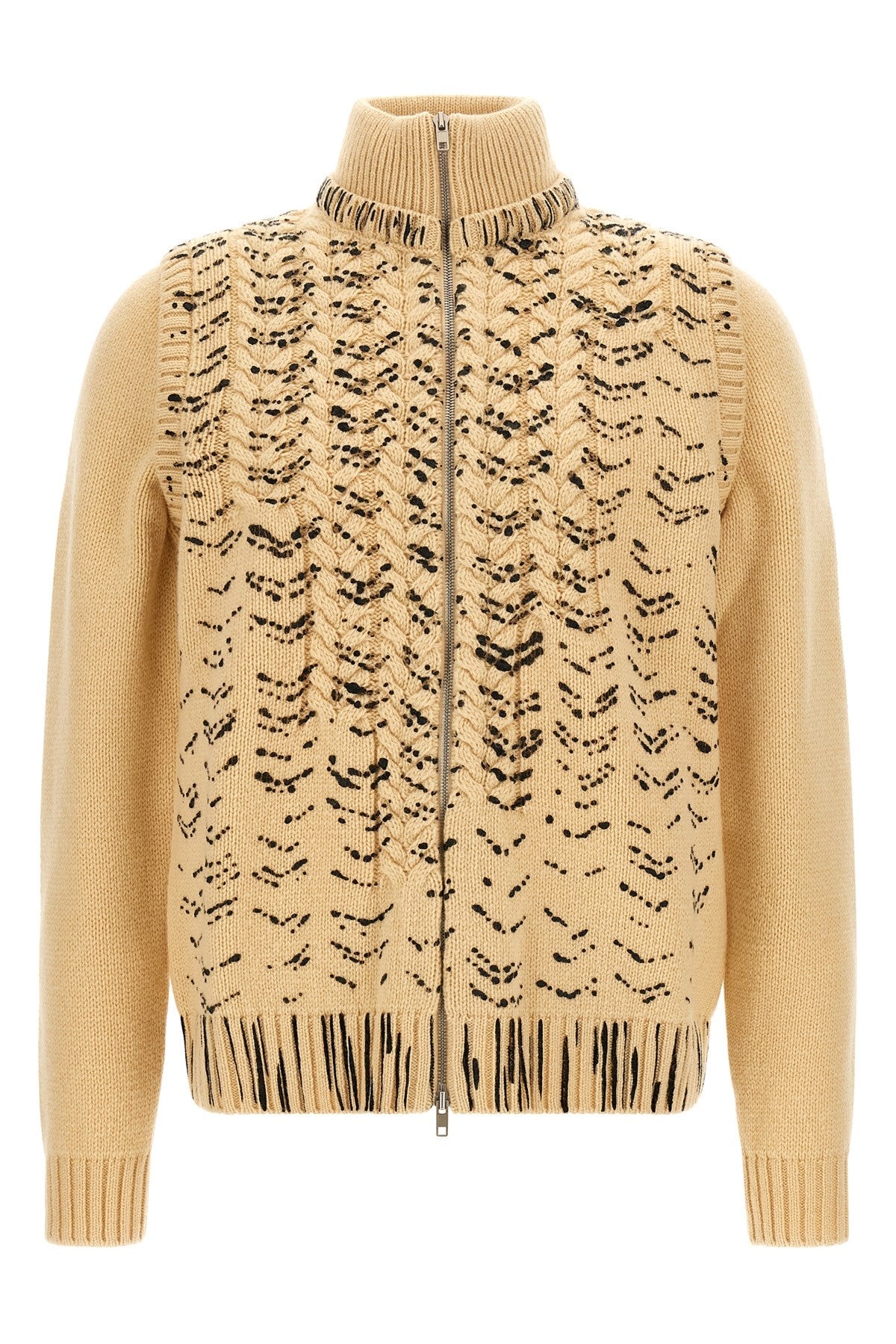 Maison Margiela Men's Openwork Knit Cardigan in Beige Wool - view 1