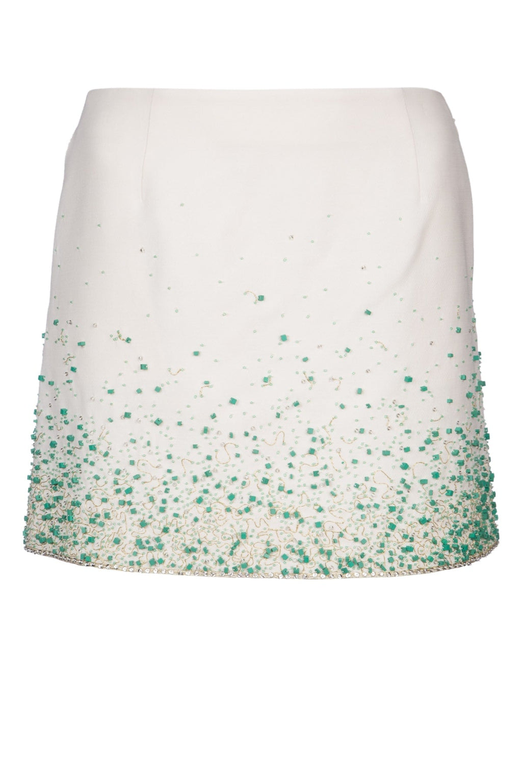 Dior Women's Beaded Mini Skirt in White and Green - image 1