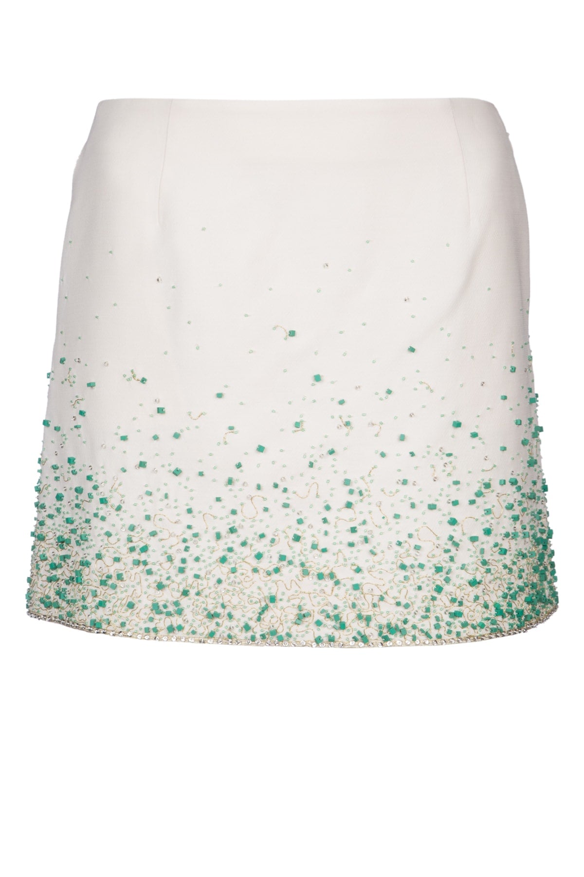 Dior Women's Beaded Mini Skirt in White and Green - image 1