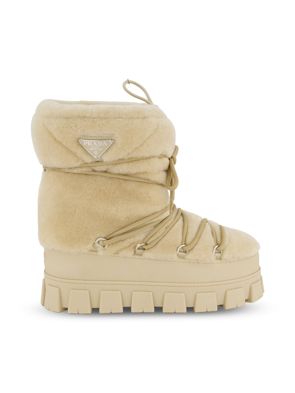 Prada Women's Shearling Apres-Ski Boots in Ecru - view 1