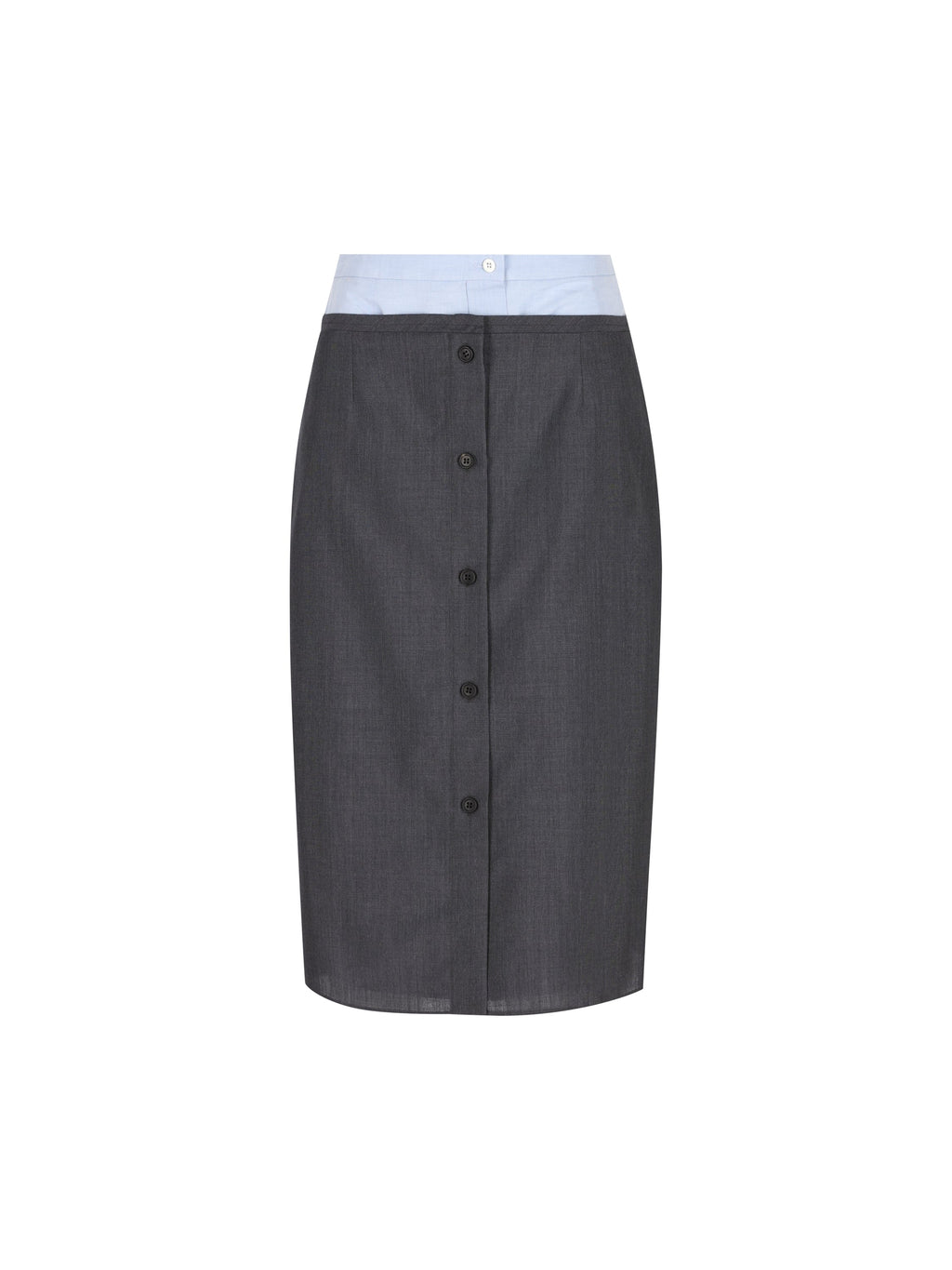 Prada Women's Mohair Chambray Midi Skirt in Grey - view 1