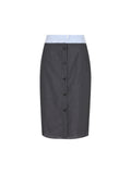 Prada Women's Mohair Chambray Midi Skirt in Grey - view 1
