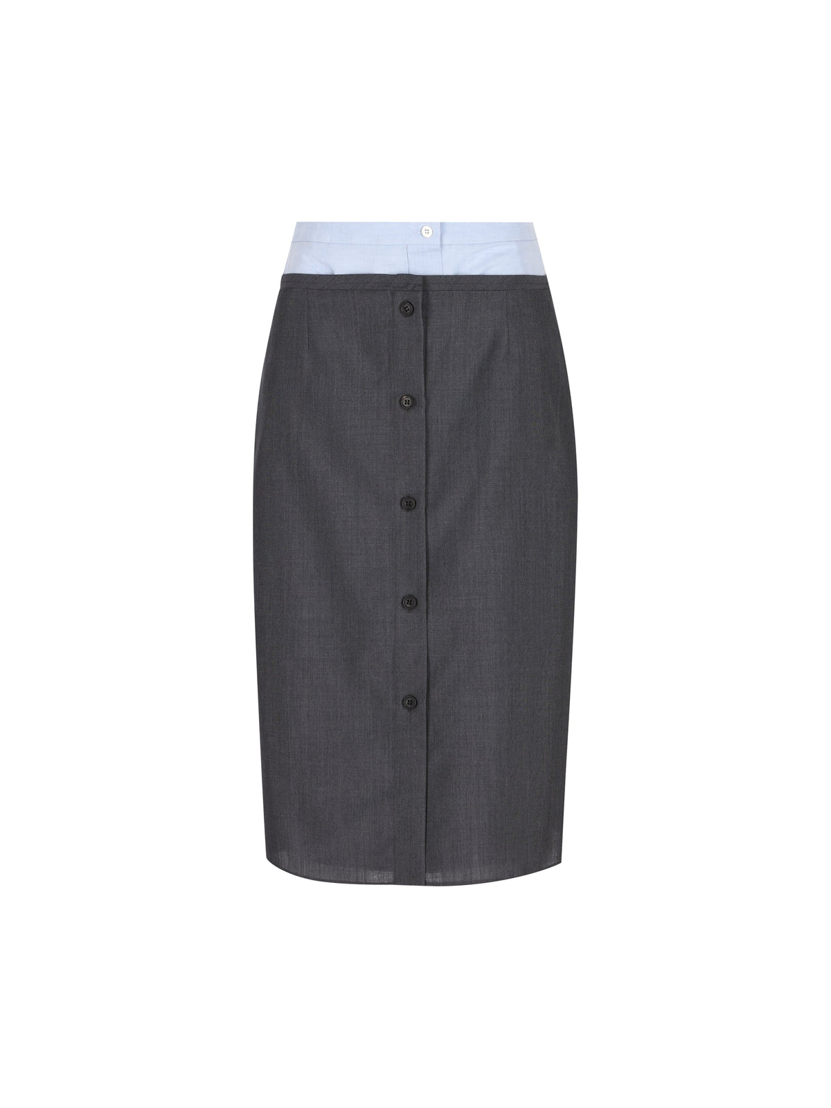 Prada Women's Mohair Chambray Midi Skirt in Grey - view 1