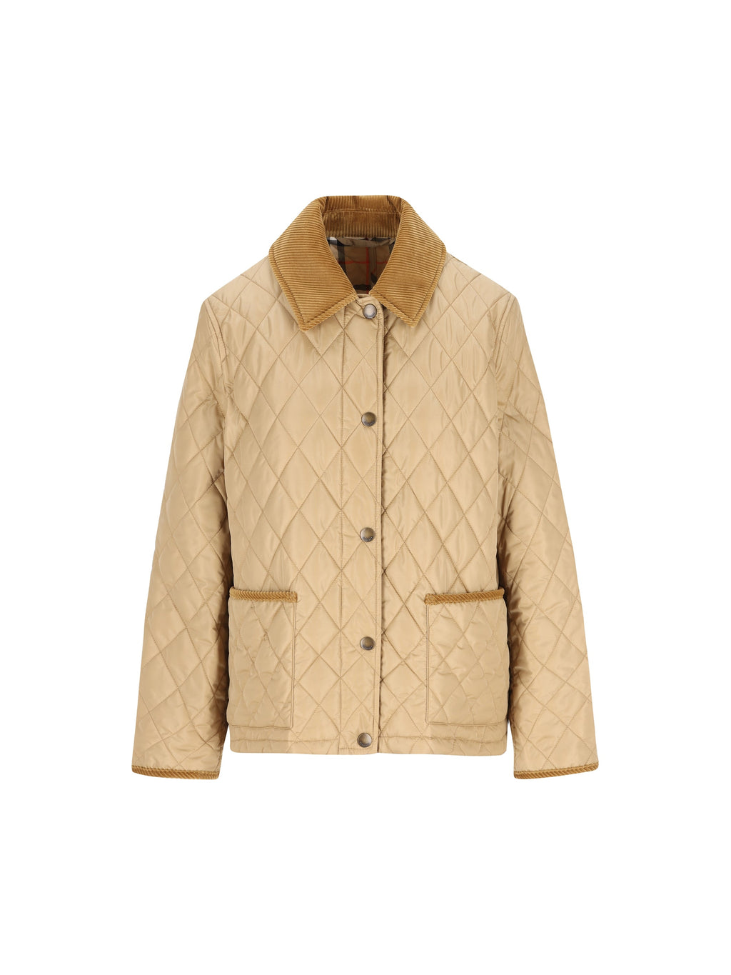Burberry Women's Quilted Nylon Cropped Jacket in Beige - view 1