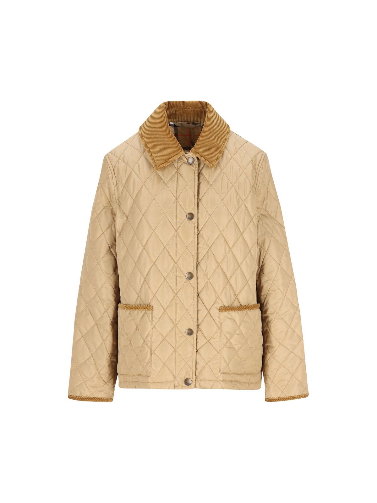 Burberry Women's Quilted Nylon Cropped Jacket in Beige - view 1