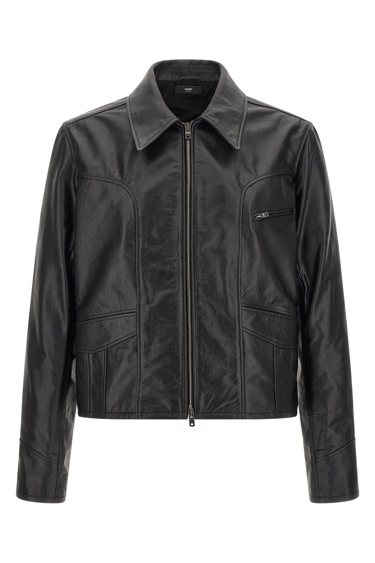 Amiri Men's Leather Jacket with Zip in Black - view 1
