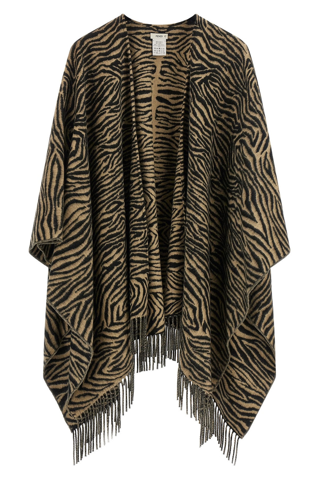 Fendi Women's Tiger Poncho in Beige Wool - view 1