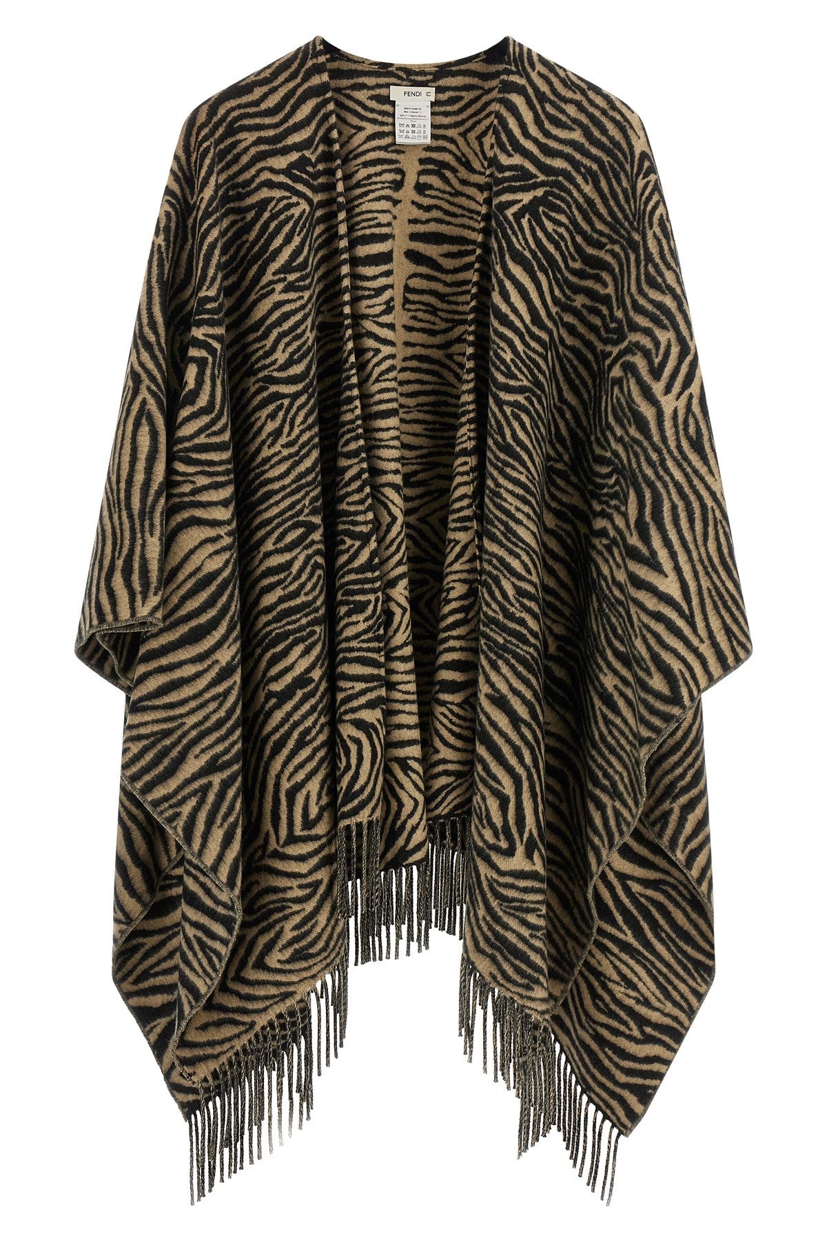 Fendi Women's Tiger Poncho in Beige Wool - view 1