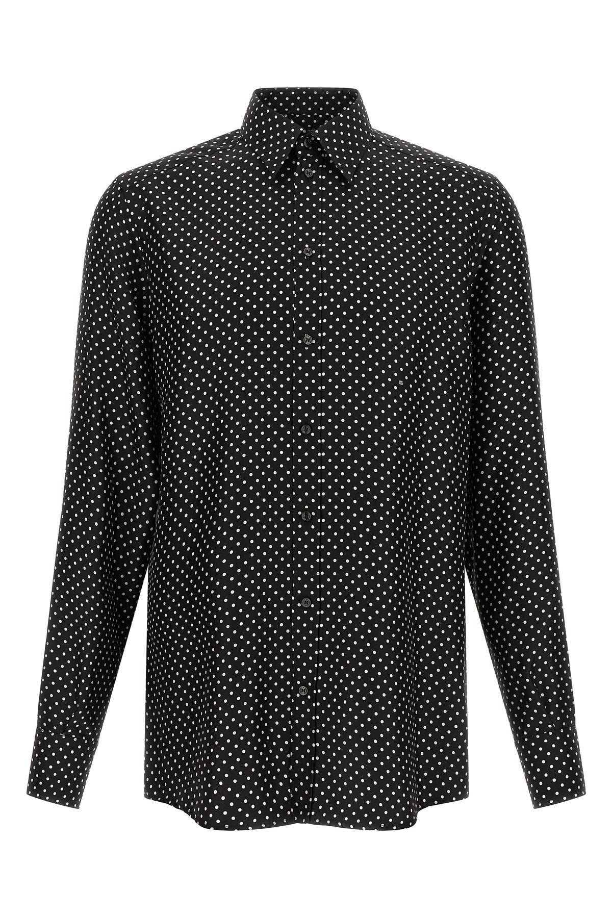 Dolce & Gabbana Men's Martini Shirt in White/Black Silk - view 1