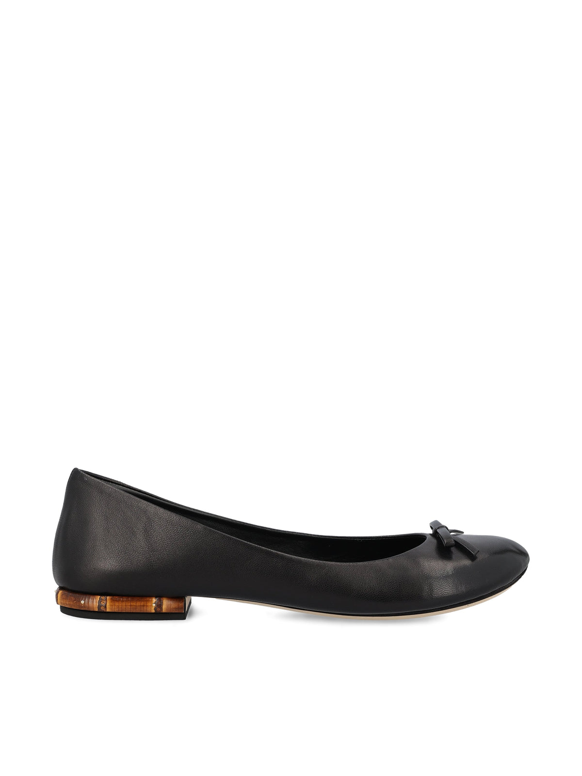 Gucci Women's Bamboo Leather Ballerina Flats in Black - view 1
