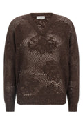 Brunello Cucinelli Women's V-Neck Open-Knit Sweater - image 1