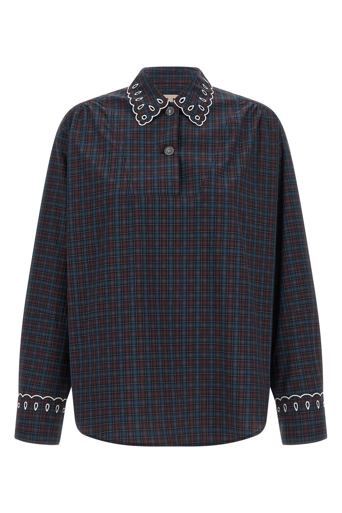 Marni Women's Sangallo Embroidery Shirt in Blue Cotton - view 1