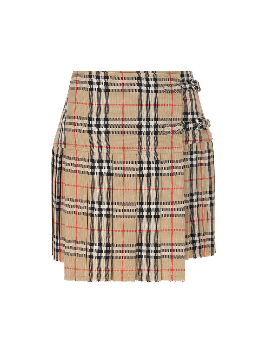 Burberry Women's Check Wool Mini Kilt in Beige - view 1