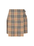 Burberry Women's Check Wool Mini Kilt in Beige - view 1