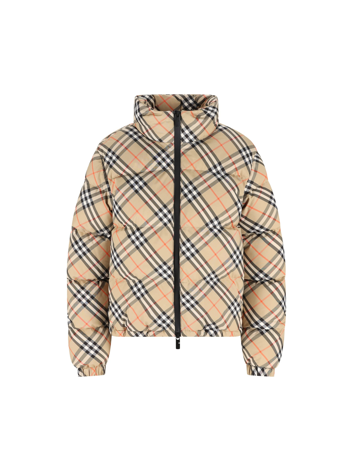 Burberry Women's Check Polyester Down Jacket in Beige - view 1