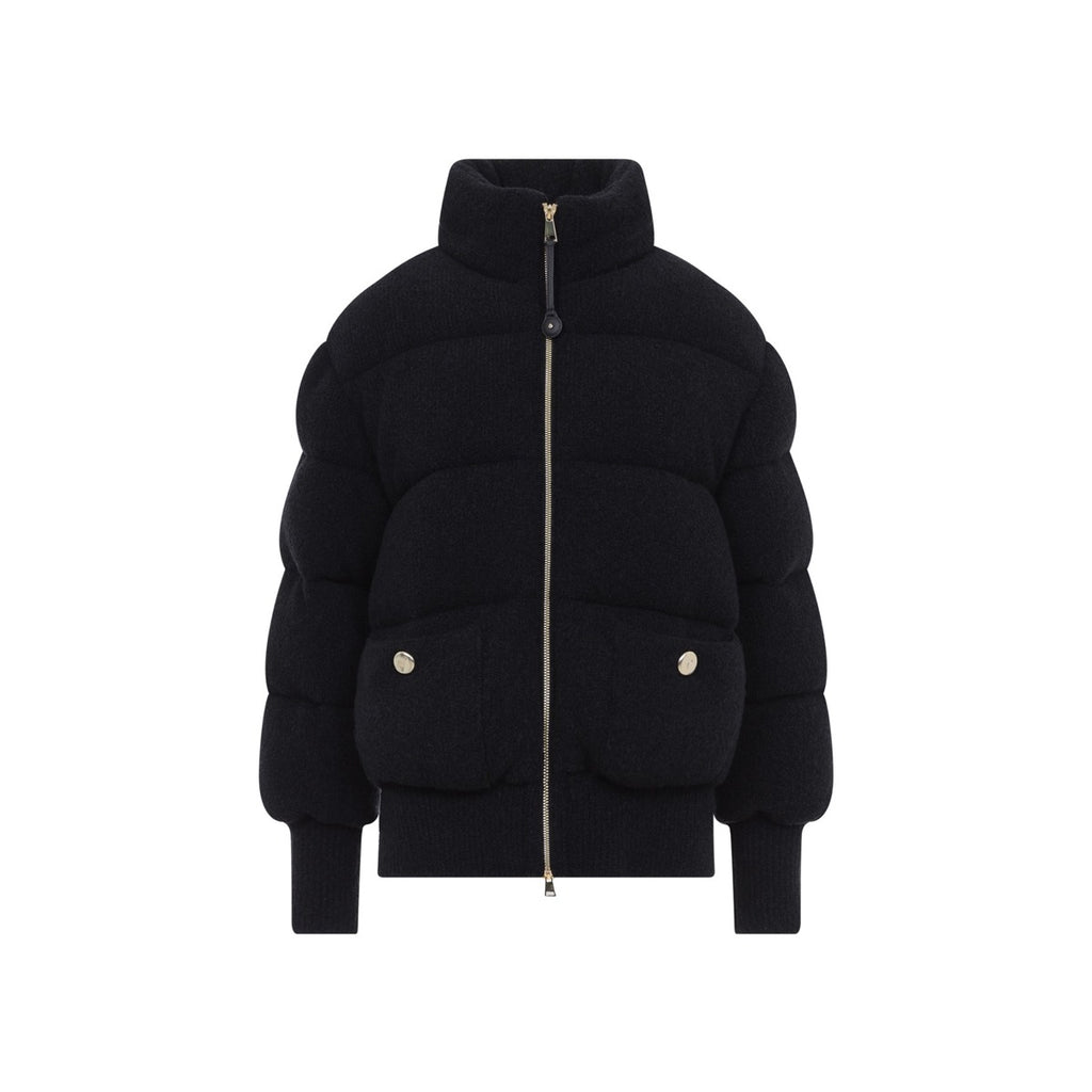 Moncler Women's Wool Down Cardigan Jacket in Black