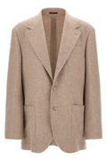Brunello Cucinelli Men's Cashmere Panama Blazer in Beige - view 1