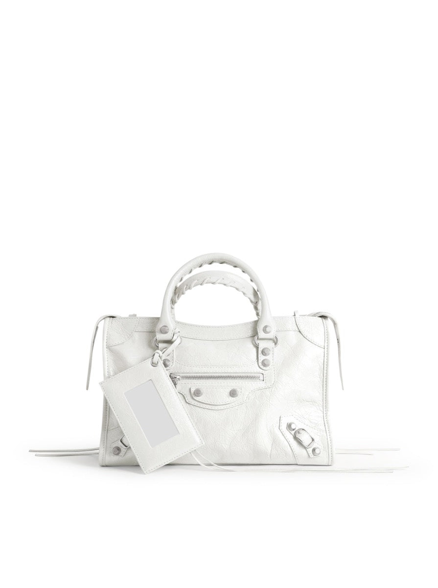 Balenciaga Women's Lambskin Le City Bag in Optic White