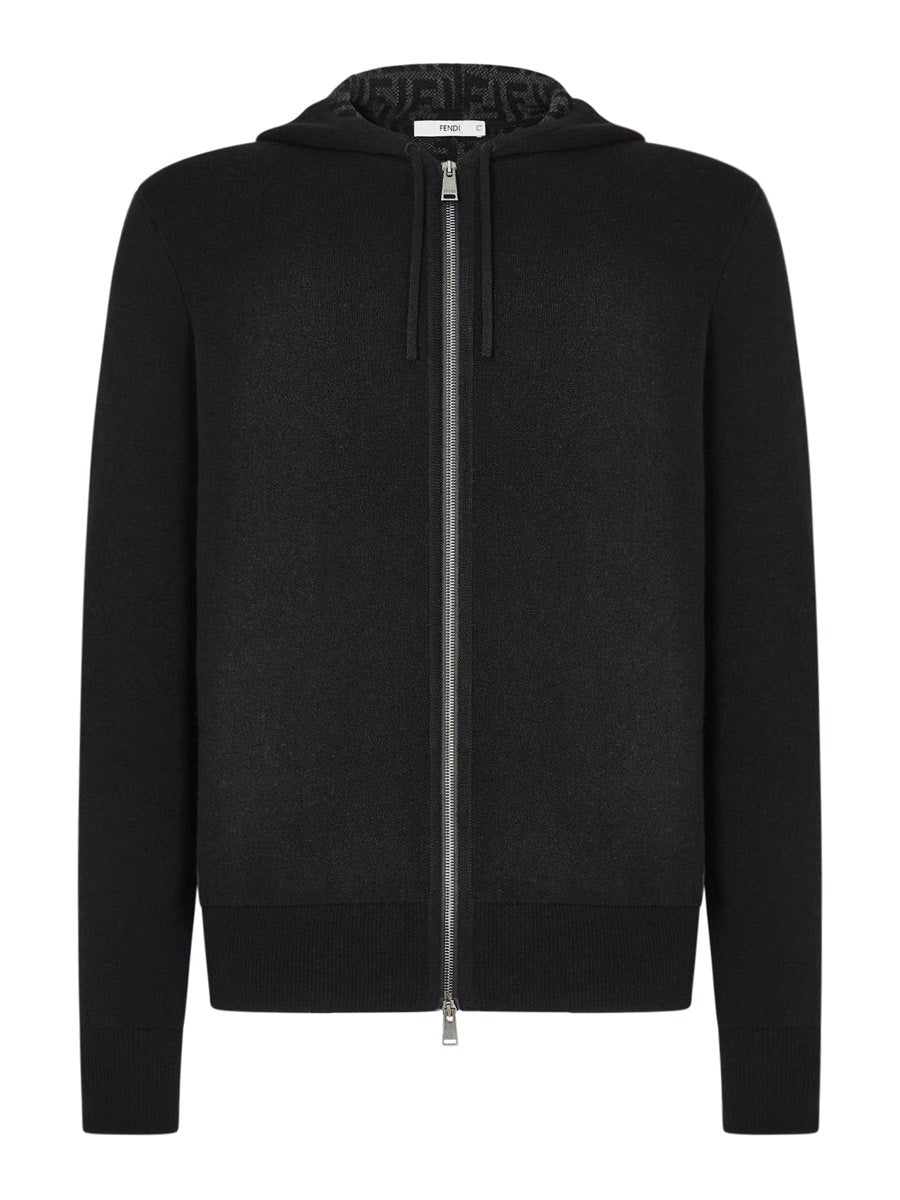 Fendi Men's Cashmere FF Zucca Sweatshirt in Black