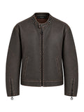 Gucci Men's Calf Leather Cotton-blend Denim Jacket