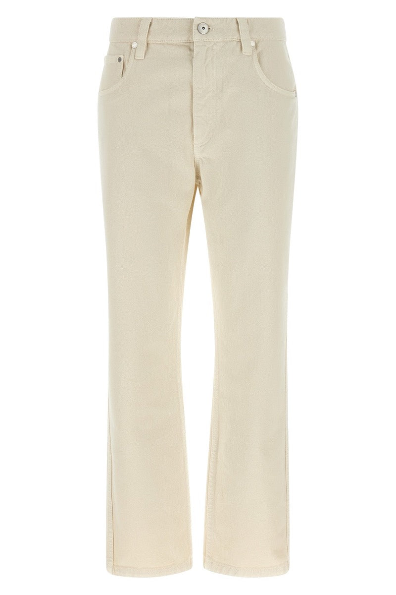Brunello Cucinelli Women's Cotton Canvas Jeans in Beige