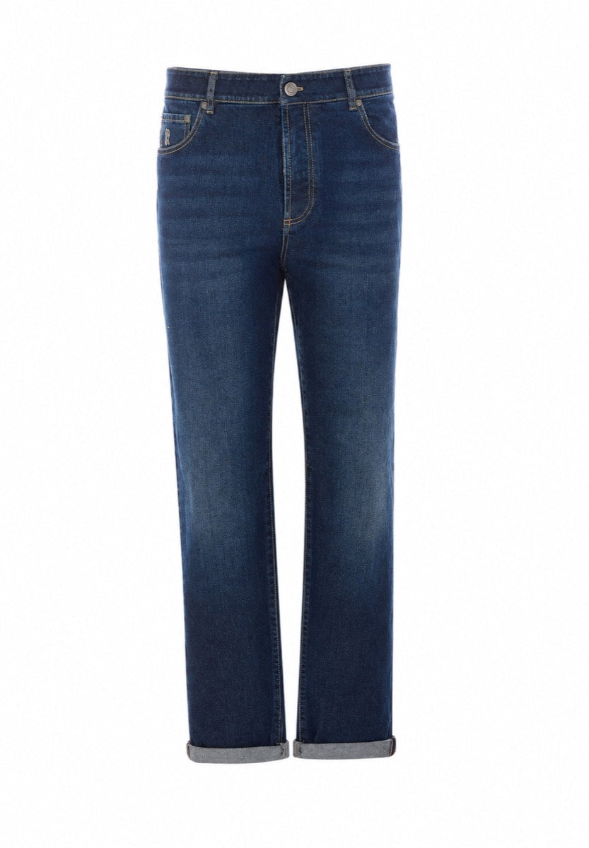 Brunello Cucinelli Men's Stretch Denim Jeans in Blue