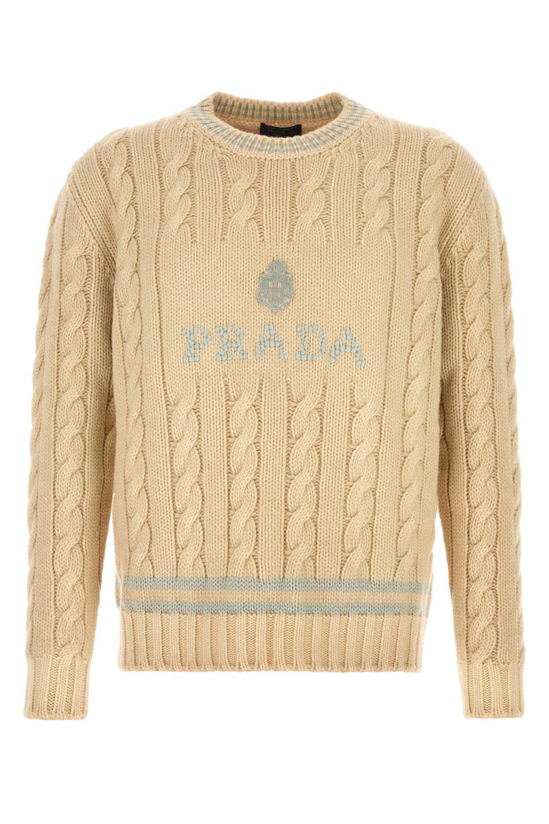 Prada Men's Wool Sweater in Cream