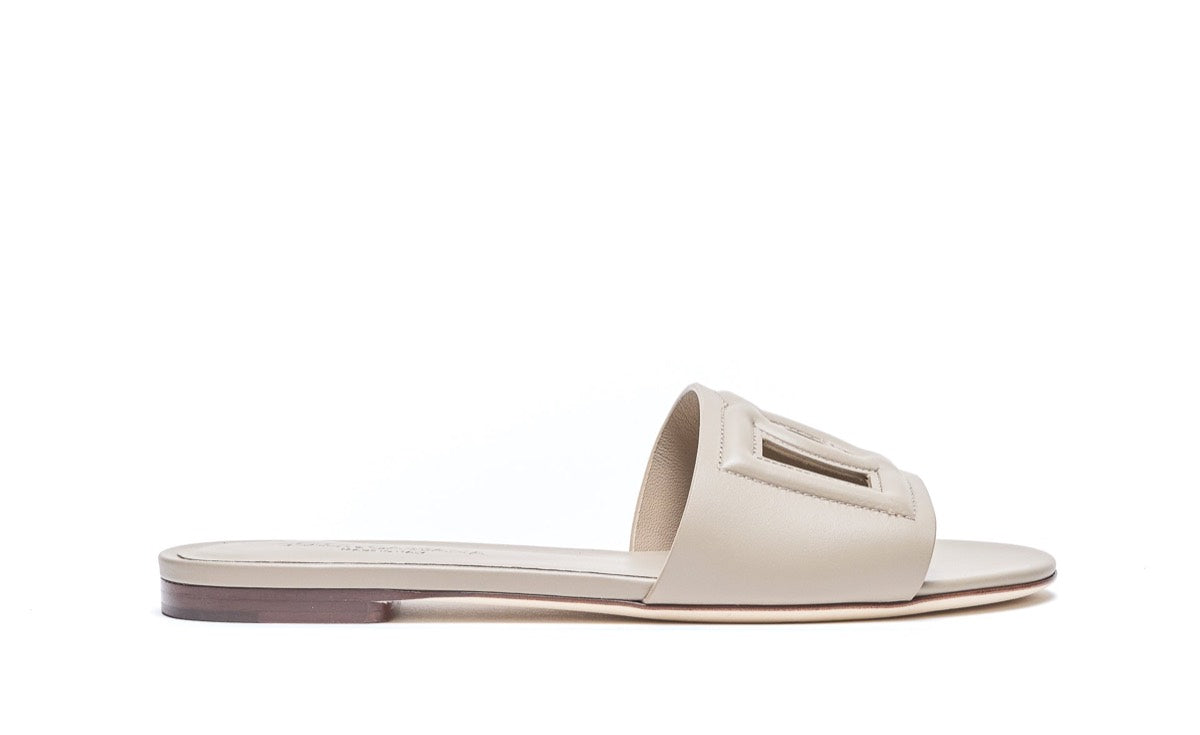 Dolce & Gabbana Women's Leather Slides in Beige