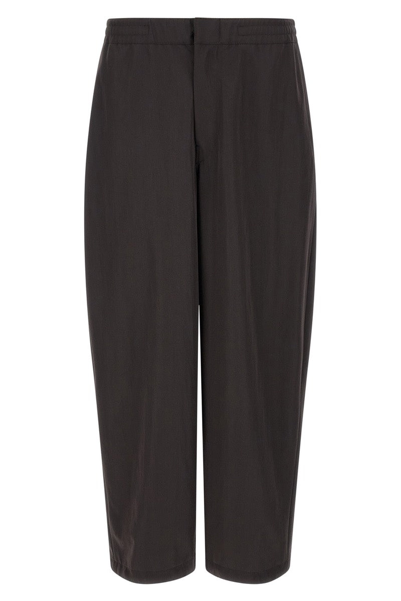 Lemaire Men's Wool Gabardine Trousers in Brown