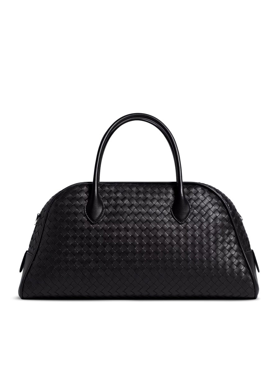 Bottega Veneta Men's Leather Woven Satchel in Black