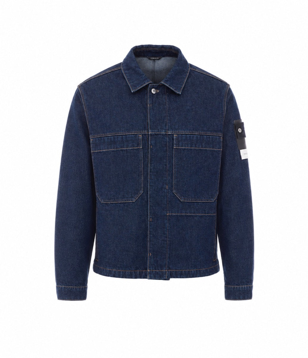 Stone Island Men's Cotton Denim Jacket in Blue