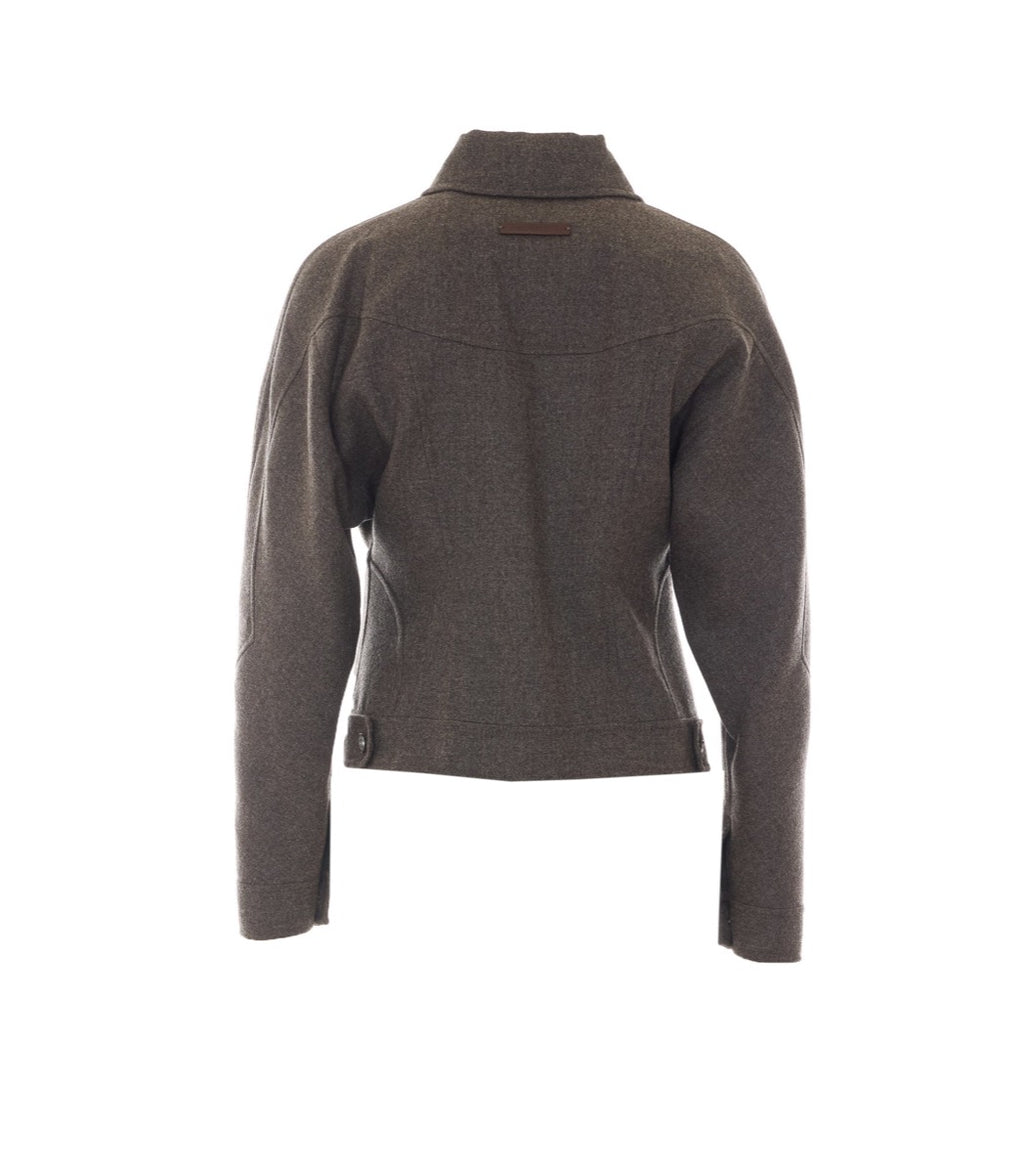 Max Mara Women's Virgin Wool Trucker Jacket in Grey