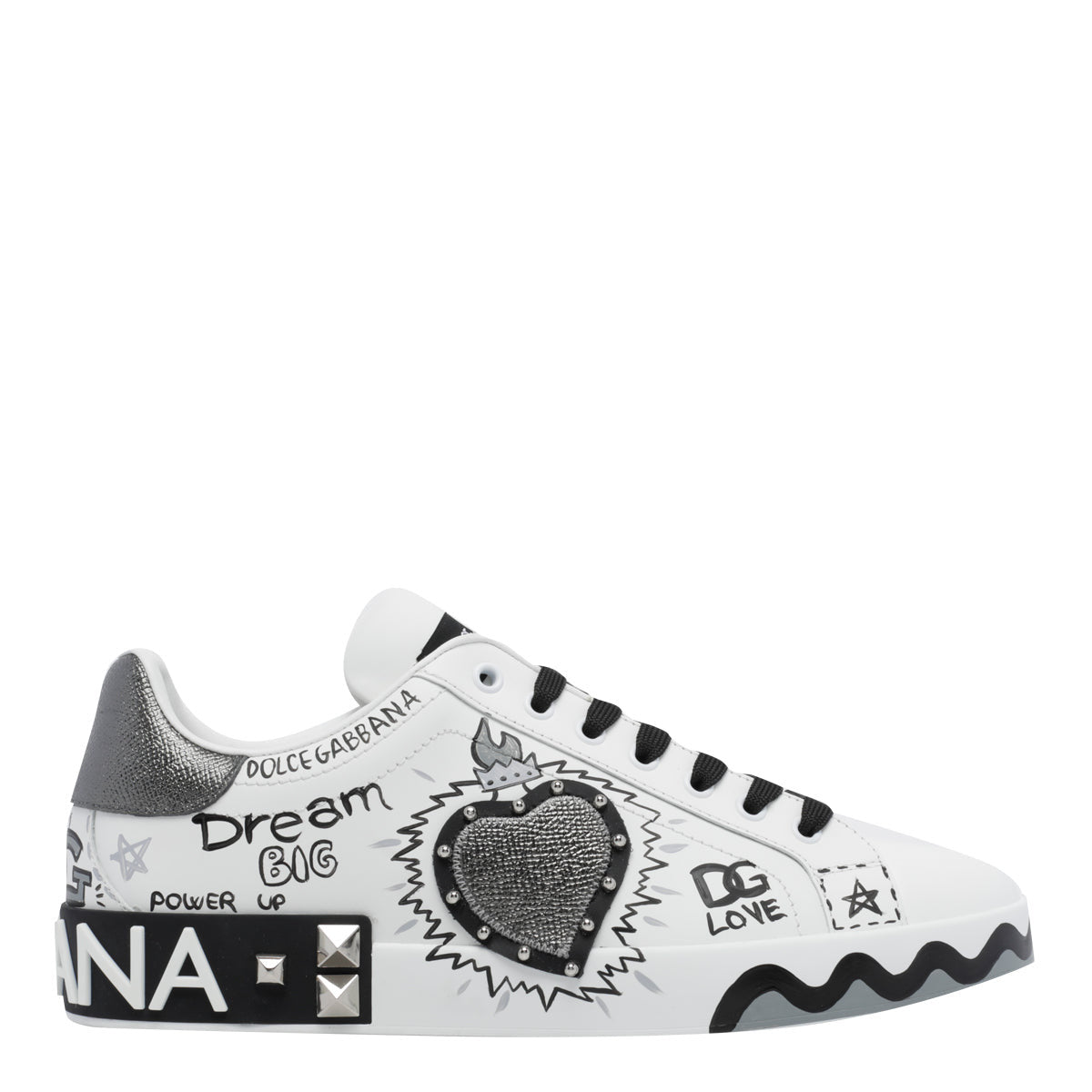 Dolce & Gabbana Men's Leather Portofino Sneakers in White