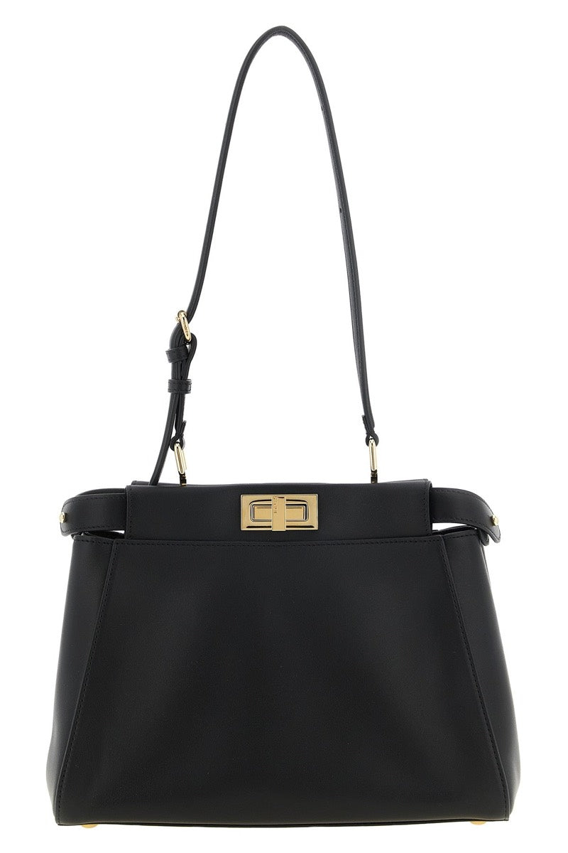Fendi Women's Leather Peekaboo Shoulder Bag in Black