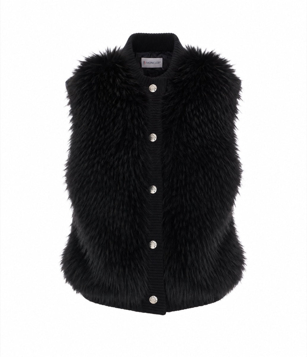 Moncler Women's Virgin Wool Down Vest in Black