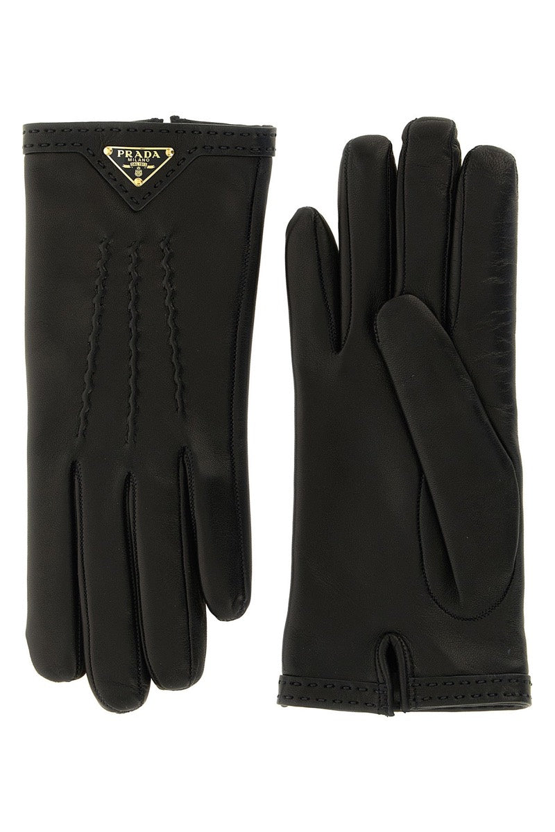 Prada Women's Nappa Leather Gloves in Black