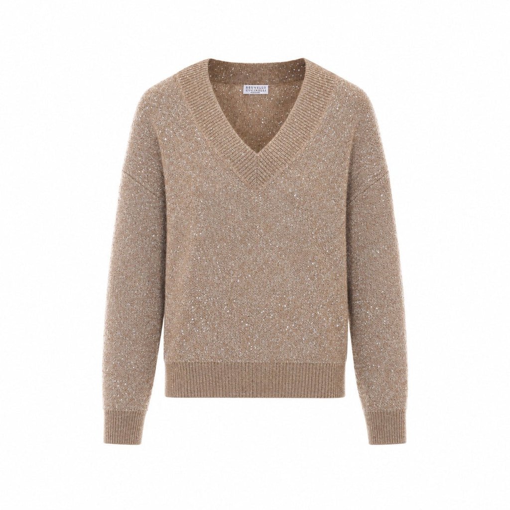 Brunello Cucinelli Women's Mohair Sequin Sweater in Beige