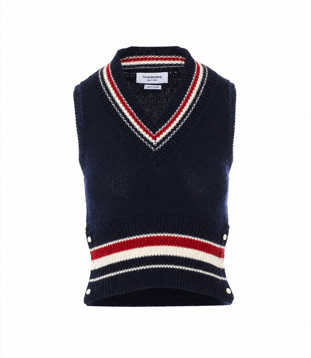 Thom Browne Women's Wool Knitted Vest in Blue