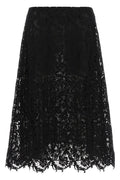 Fendi Women's Cotton Lace Midi Skirt in Black