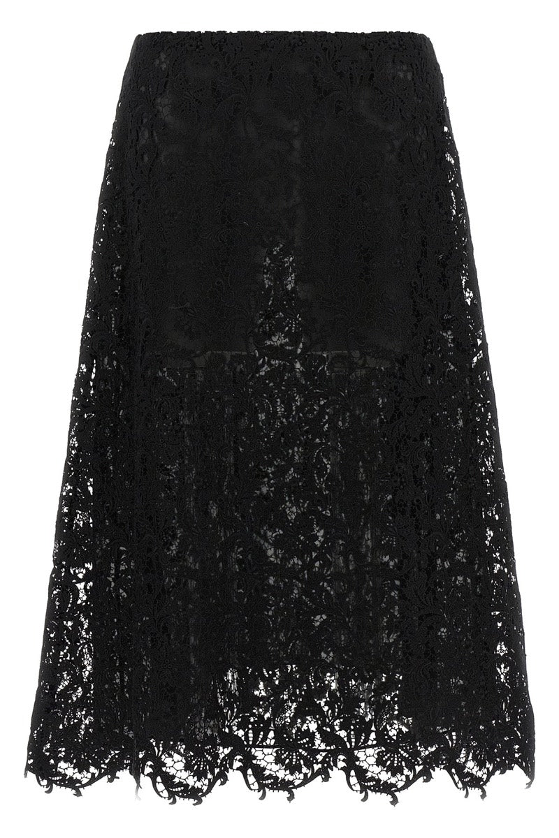Fendi Women's Cotton Lace Midi Skirt in Black