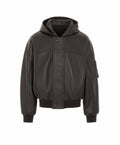 Balenciaga Men's Leather Hooded Jacket in Black