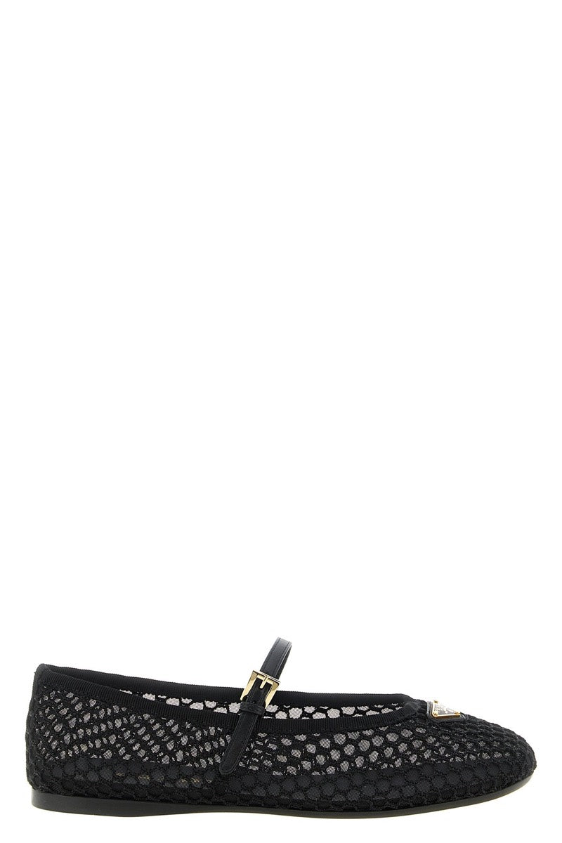 Prada Women's Mesh Ballet Flats in Black