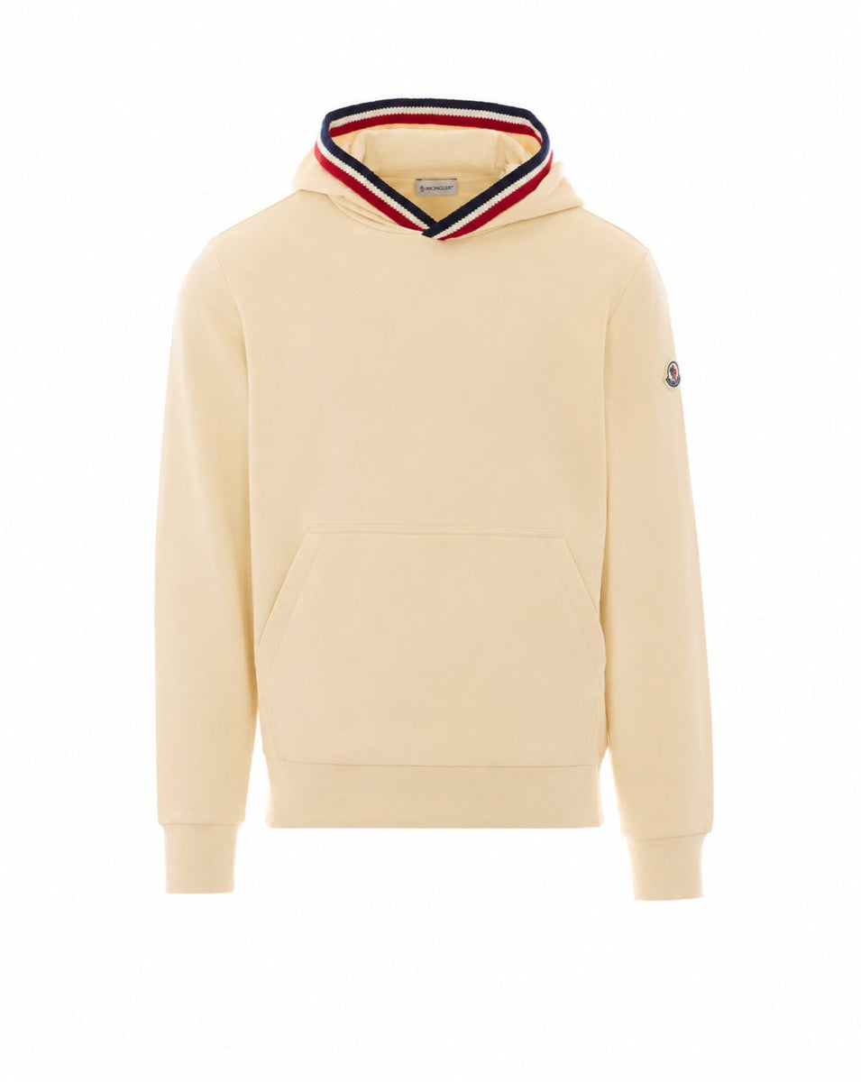 Moncler Men's Cotton Logo Hoodie in Ivory
