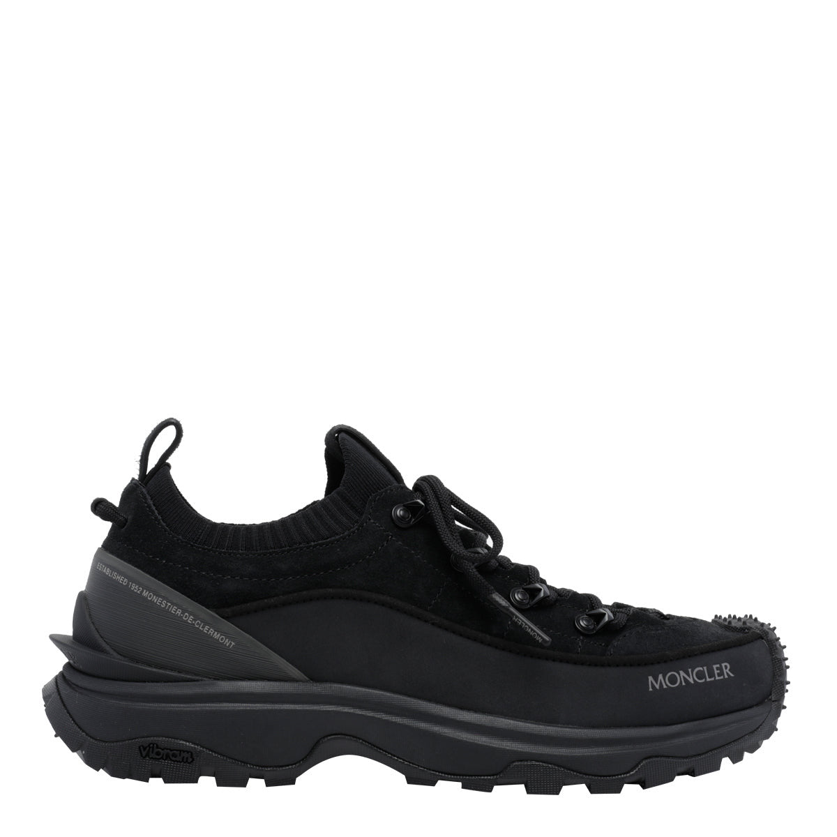 Moncler Men's Suede Trailgrip Sneakers in Black