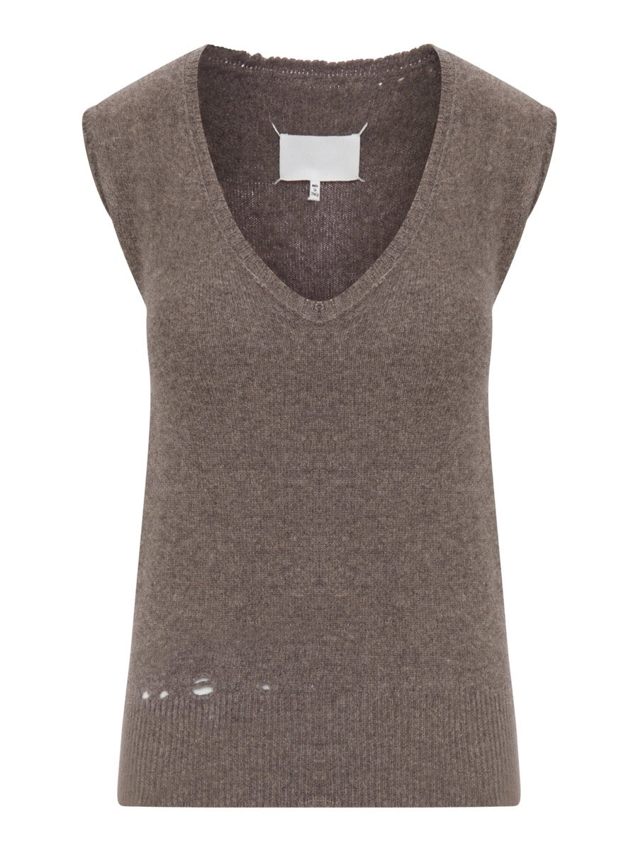 Maison Margiela Women's Knit Vest in Taupe