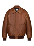 Saint Laurent Women's Lambskin Padded Bomber Jacket in Tan