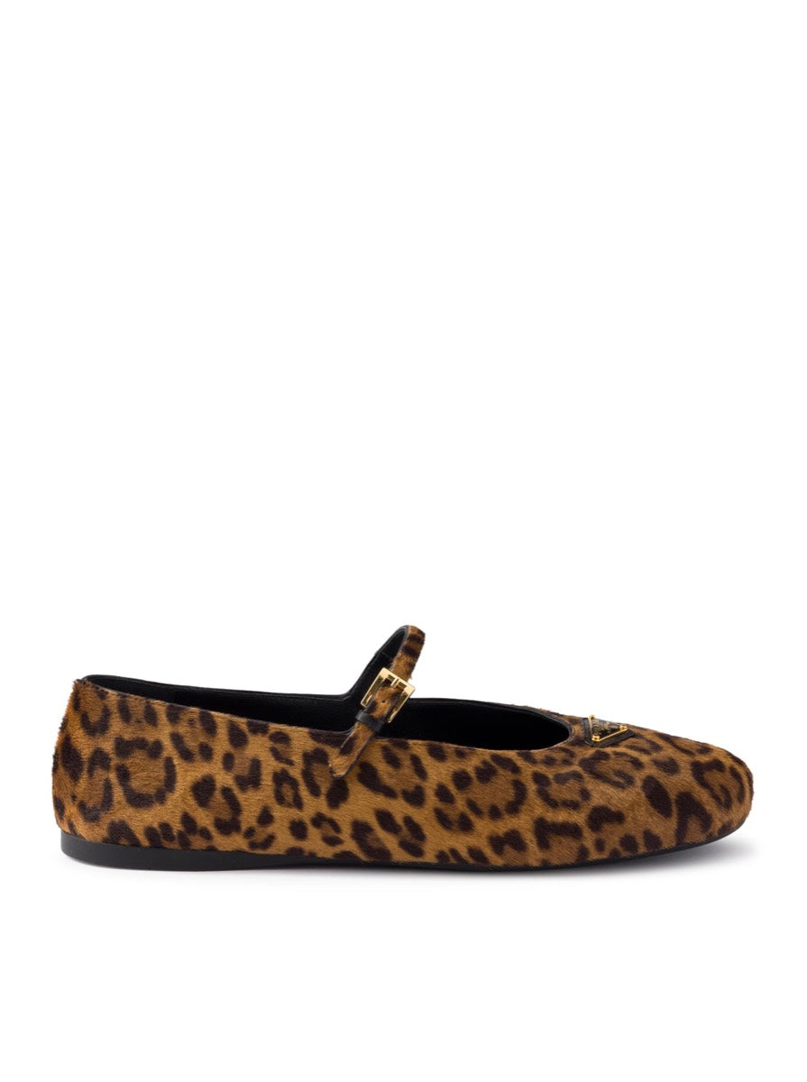Prada Women's Calf Leather Ballerina Flats in Honey