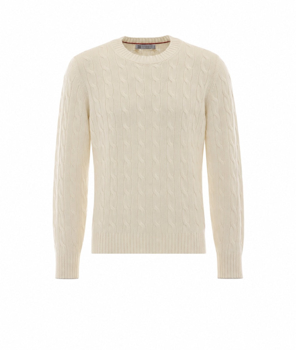 Brunello Cucinelli Men's Cashmere Sweater in White