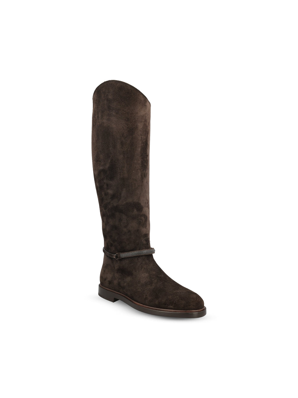Brunello Cucinelli Women's Suede Strap Boots in Brown - view 2