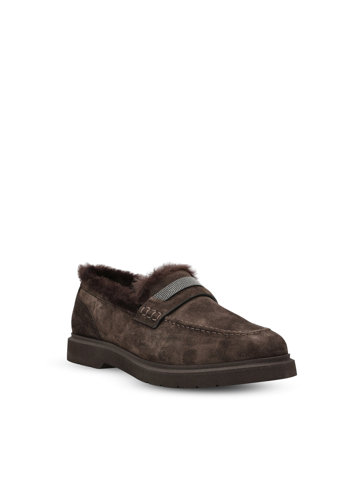 Brunello Cucinelli Women's Suede Penny Loafers in Brown - view 2